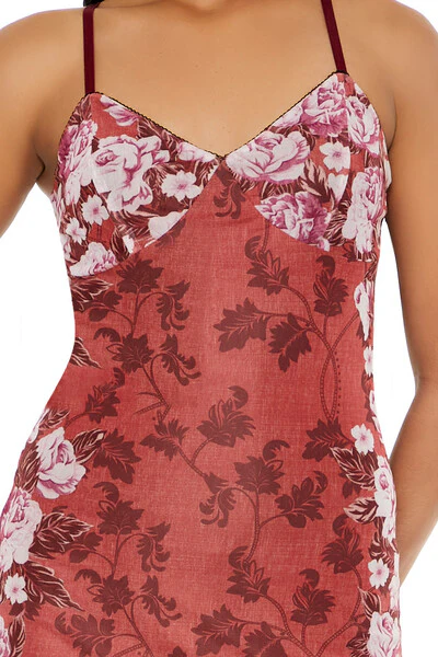 Mesh Floral Print Slip Midi Dress - Image 4