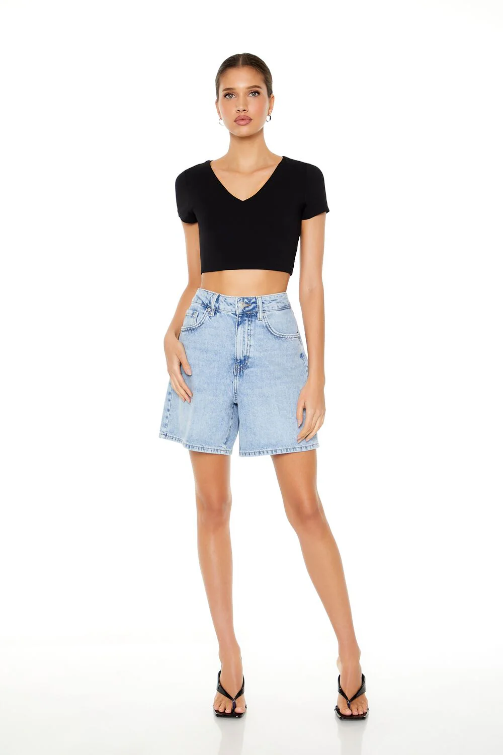 Cropped V-Neck Tee - Image 3