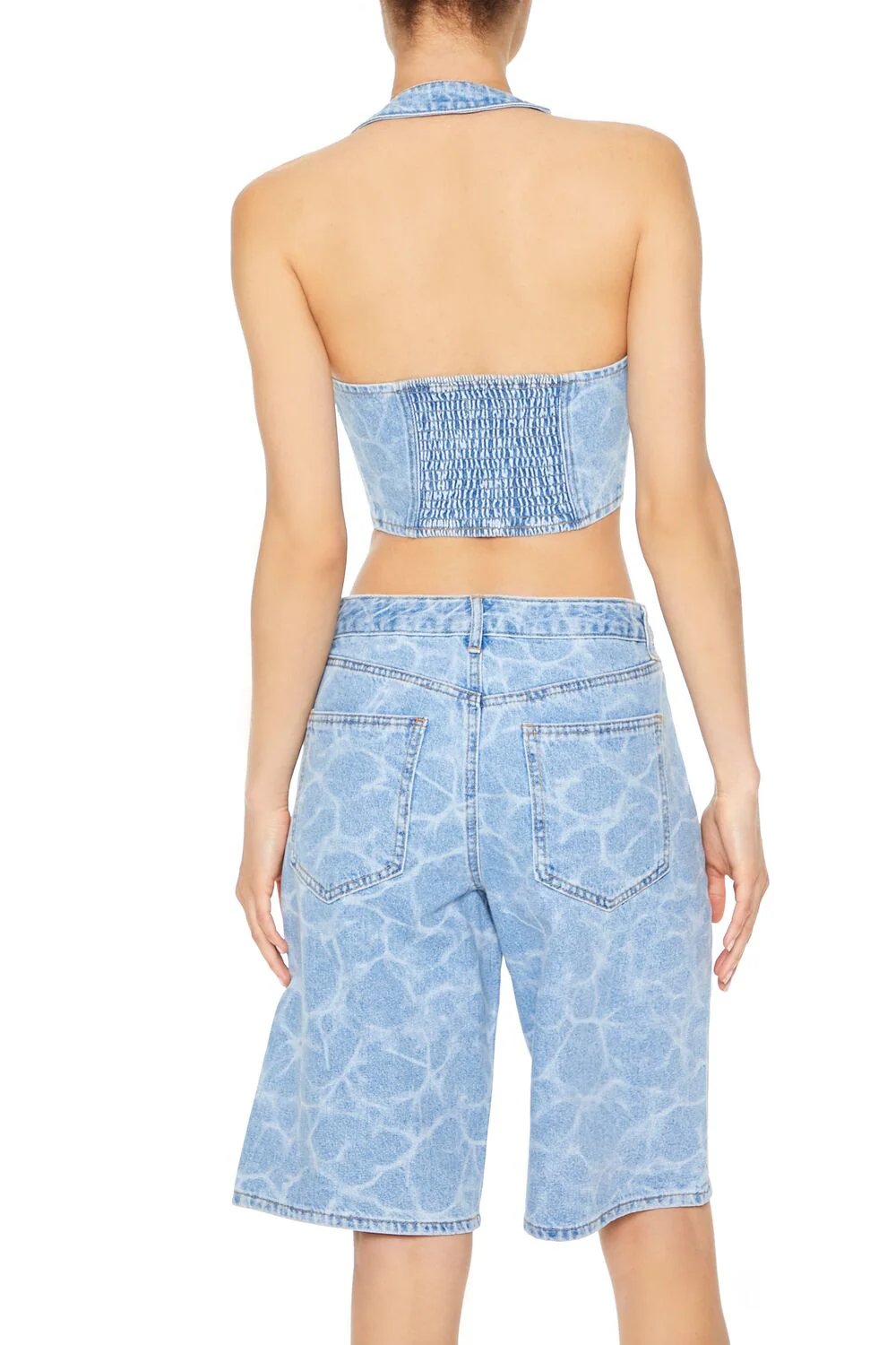 Water Print Halter Crop Top - Image 3