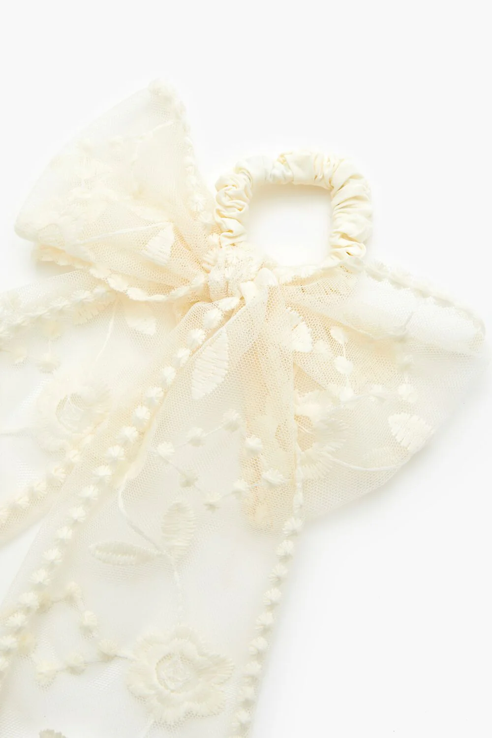 Floral Mesh Bow Hair Tie - Image 2