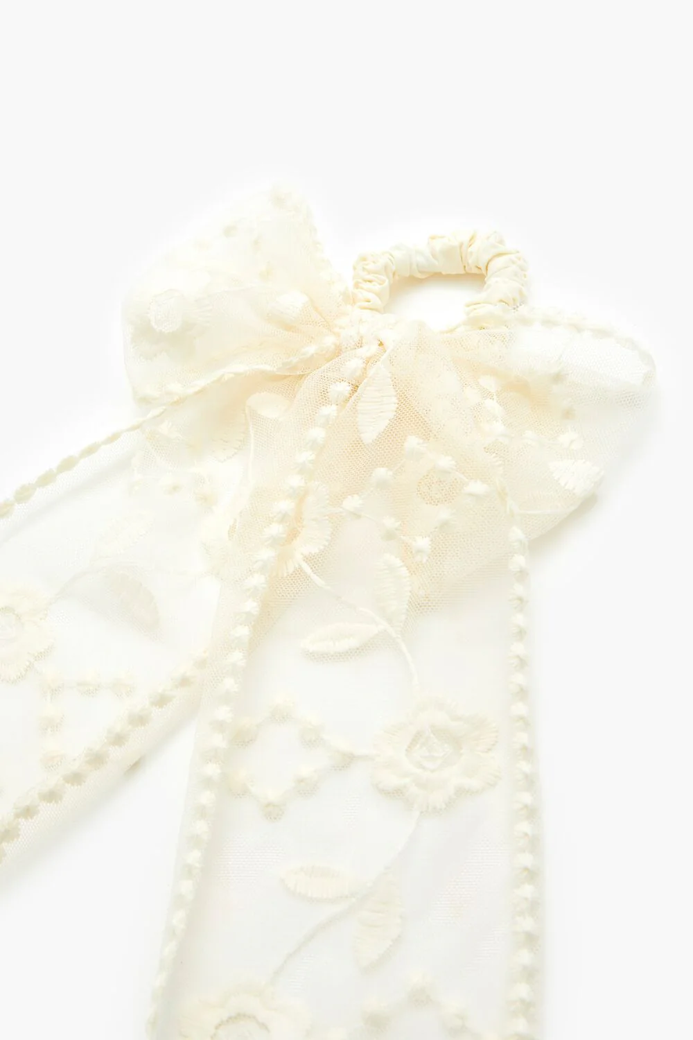 Floral Mesh Bow Hair Tie - Image 3