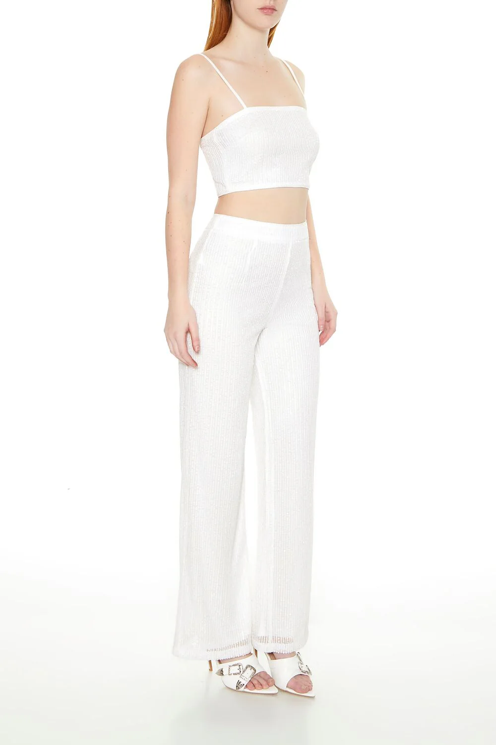 Sequin Cropped Cami & Pants Set - Image 2