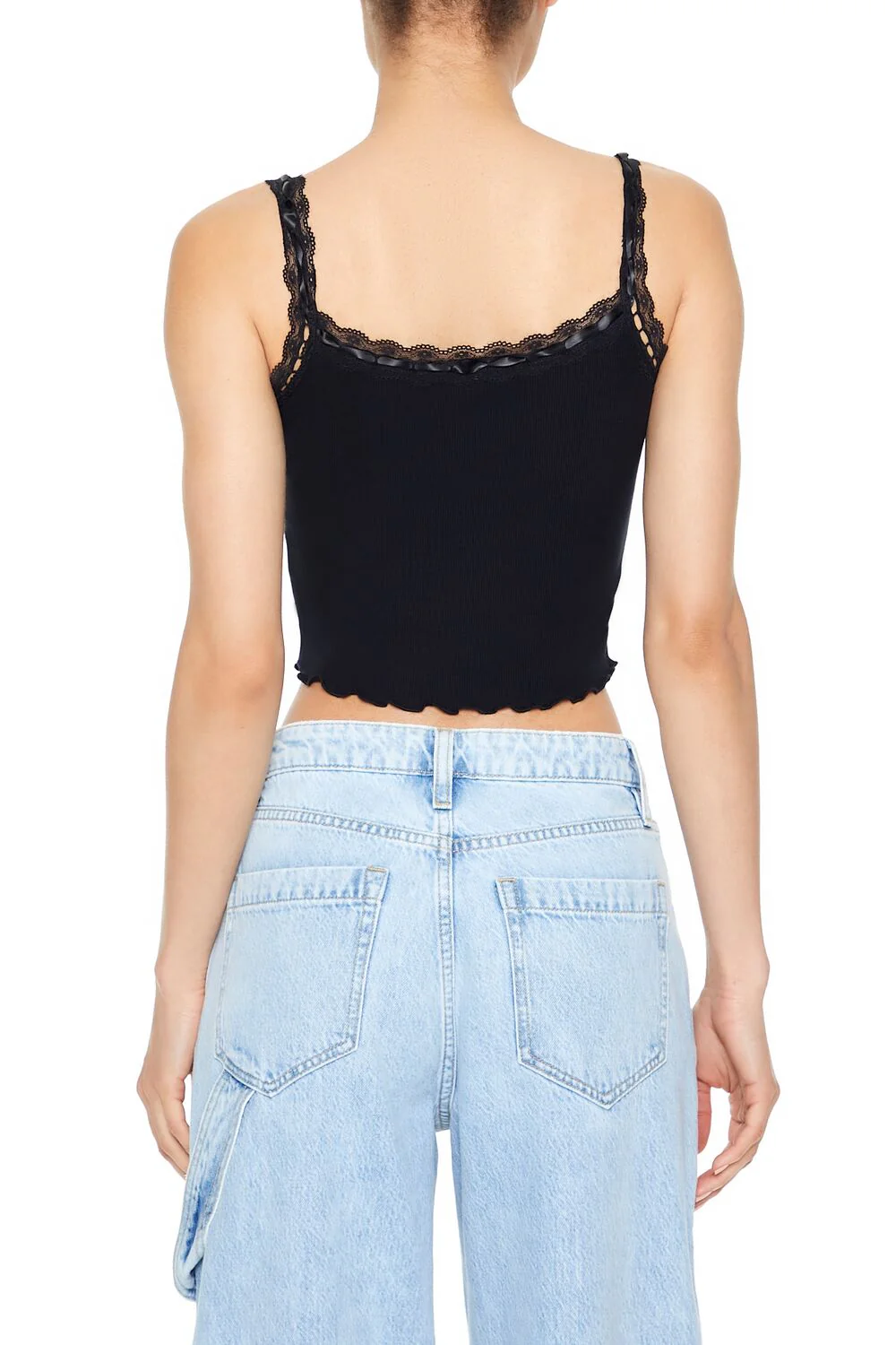 Cropped Lace-Trim Bow Cami - Image 3