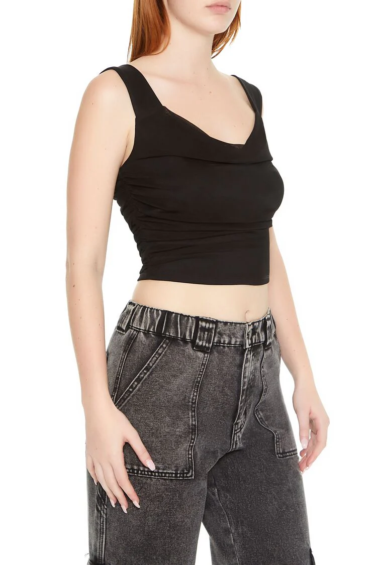 Mesh Cowl Crop Top - Image 2