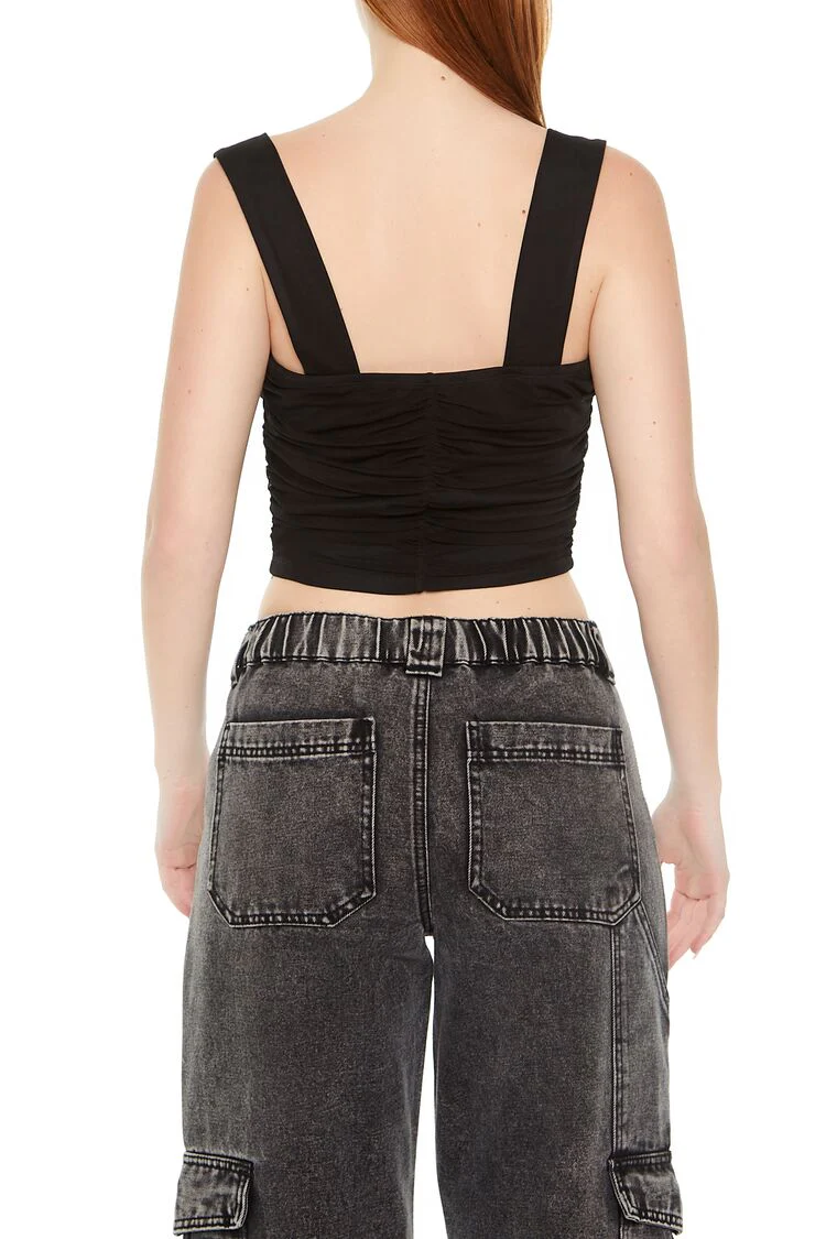 Mesh Cowl Crop Top - Image 3