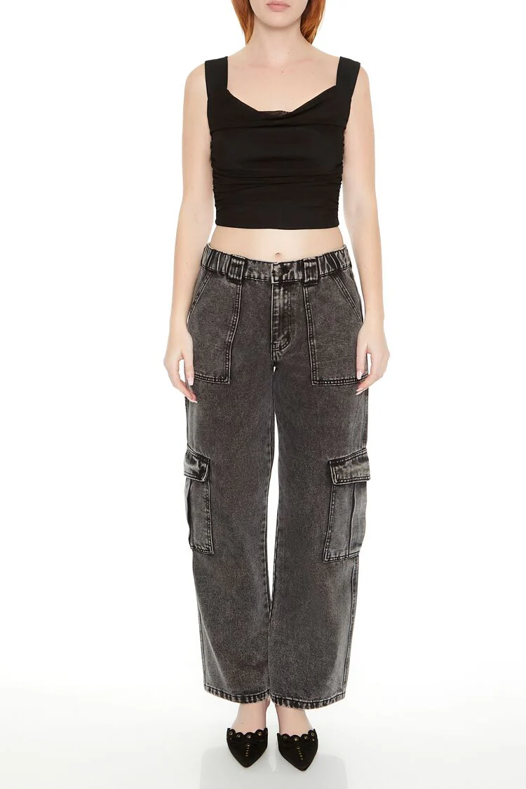 Mesh Cowl Crop Top - Image 4