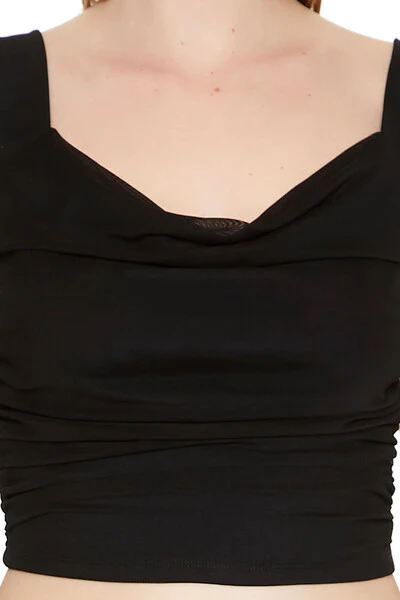 Mesh Cowl Crop Top - Image 5