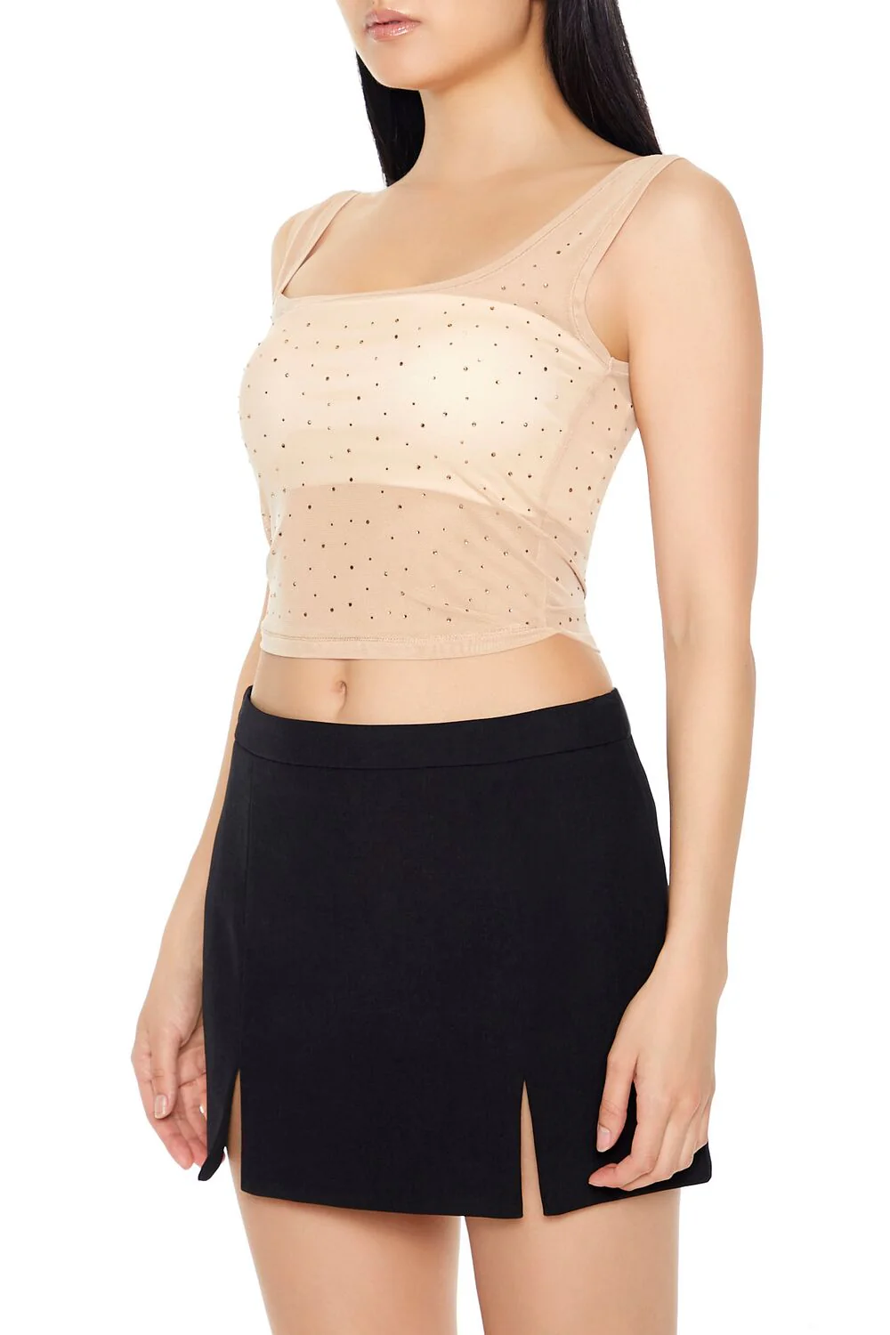Cropped Rhinestone Tank Top - Image 2
