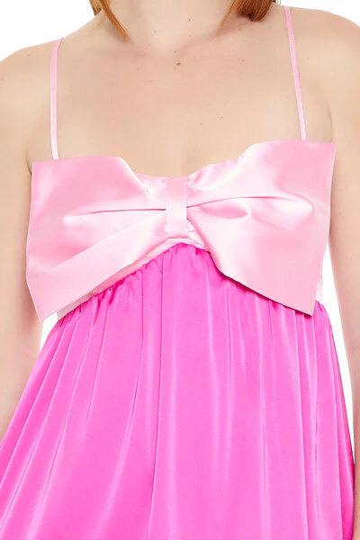 Colorblock Bow Mini Babydoll Dress - Image 5