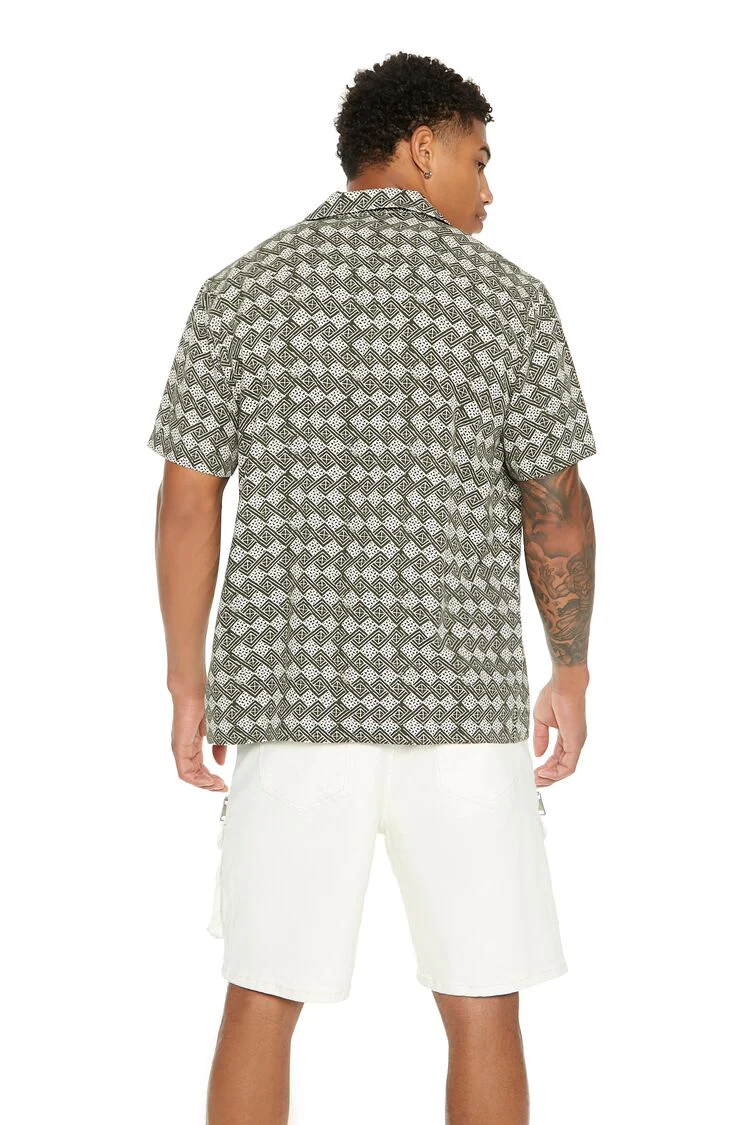 Geo Print Cuban-Collar Shirt - Image 3