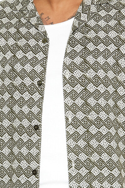 Geo Print Cuban-Collar Shirt - Image 5