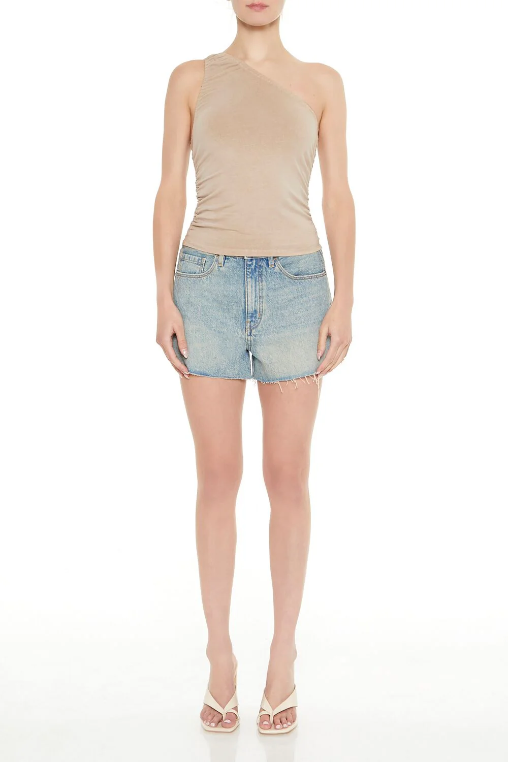 Ruched One-Shoulder Tank Top - Image 2