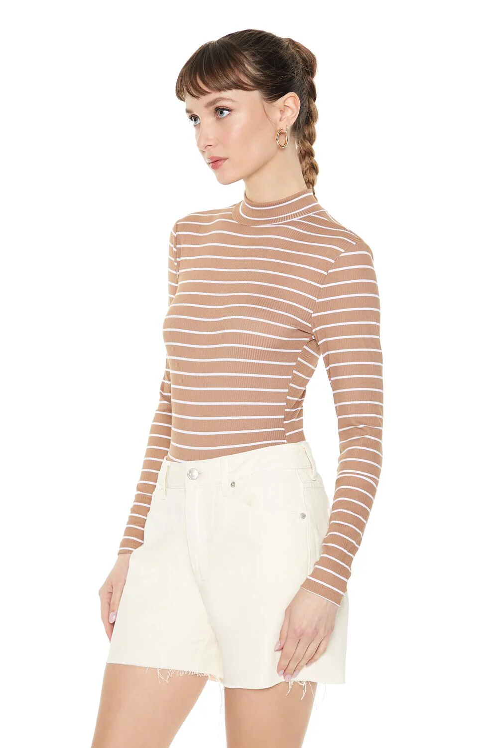 Striped Mock Neck Bodysuit - Image 2