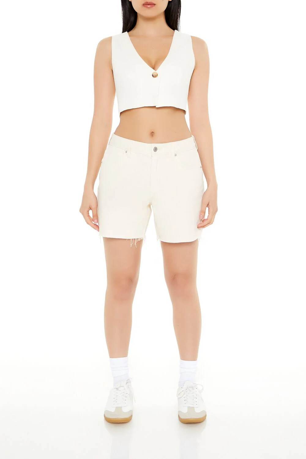 Sleeveless Linen-Blend Crop Top - Image 2