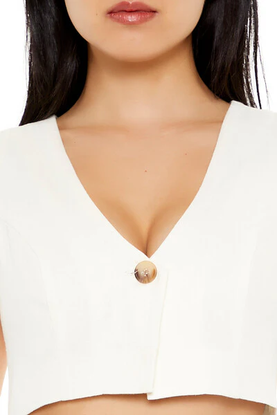 Sleeveless Linen-Blend Crop Top - Image 3