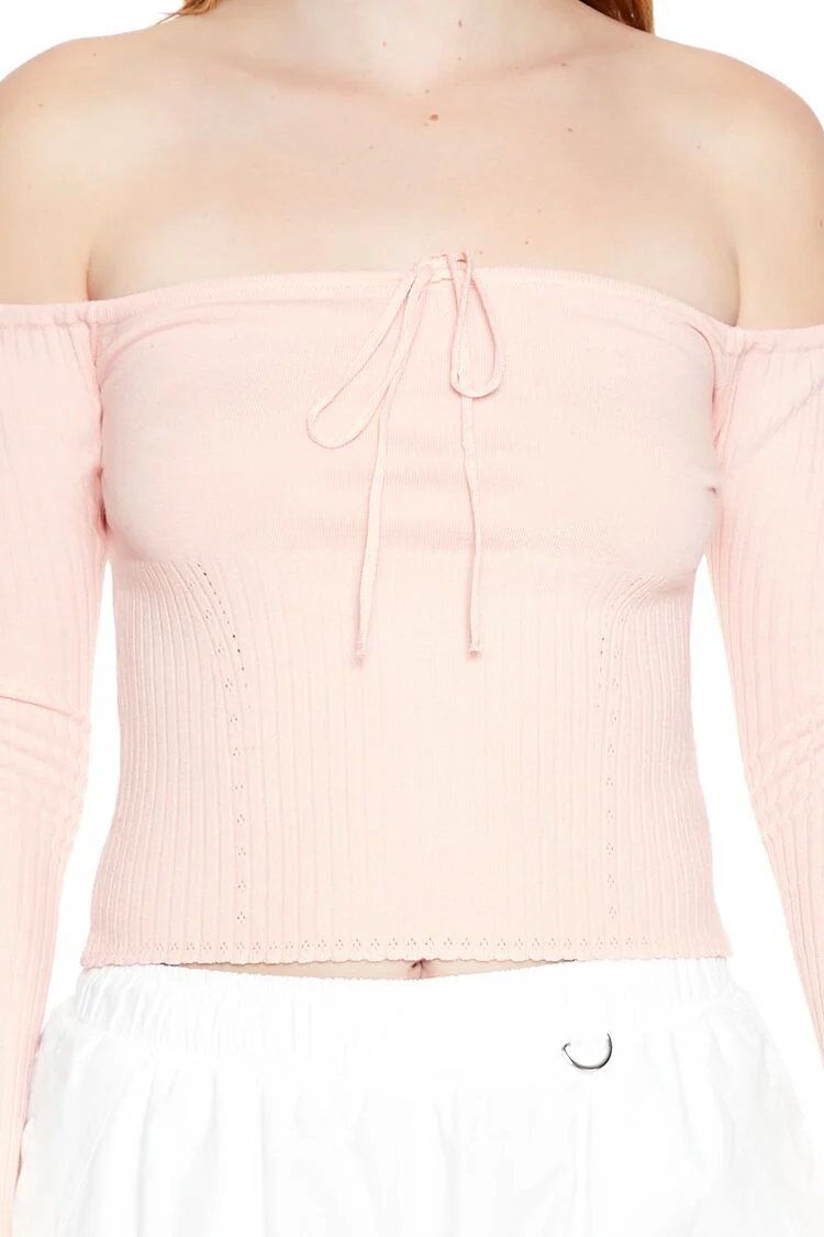 Off-the-Shoulder Sweater-Knit Top - Image 9