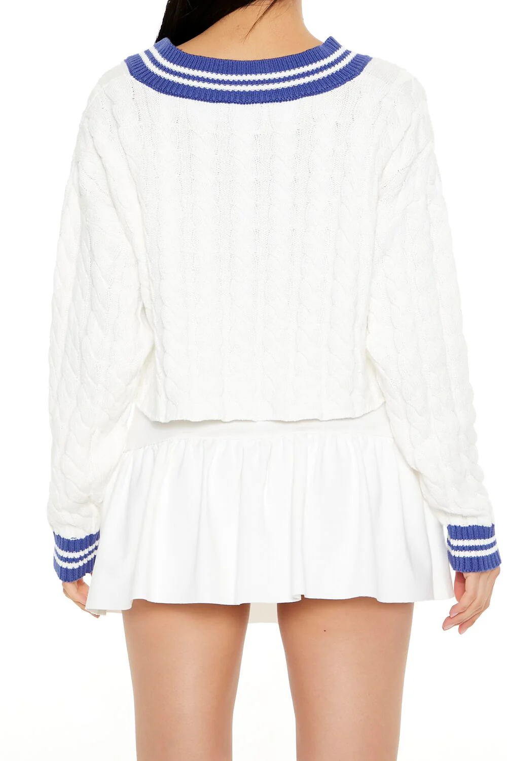 Cropped Cable Knit Sweater - Image 10