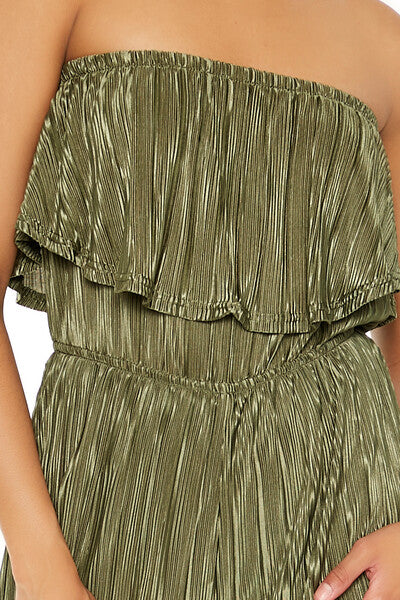 Strapless Plisse Flounce Jumpsuit - Image 4