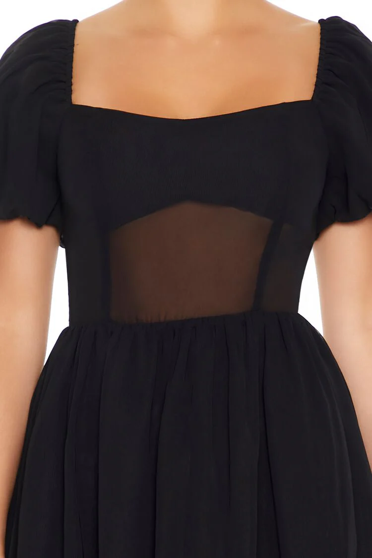 Puff-Sleeve Babydoll Mini Dress - Image 6
