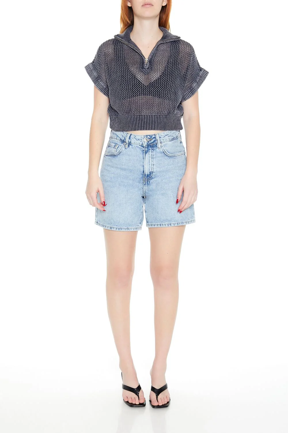 Sweater-Knit Netted Pullover - Image 2
