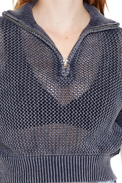 Sweater-Knit Netted Pullover - Image 3