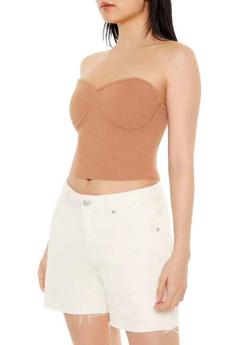 Sweater-Knit Bustier Tube Top - Image 4