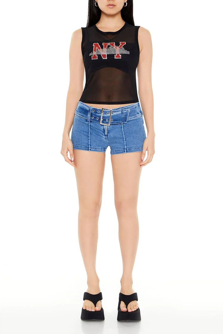 Mesh Rhinestone NY Tank Top - Image 2