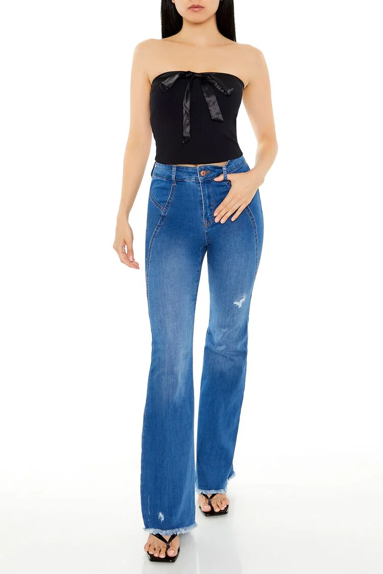 Ribbed Knit Bow Tube Top - Image 2