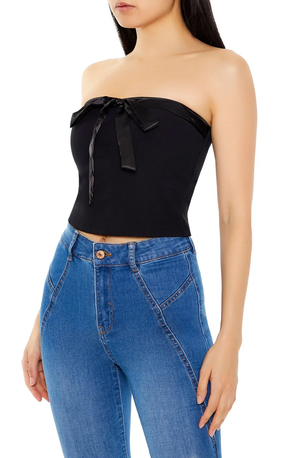 Ribbed Knit Bow Tube Top - Image 4