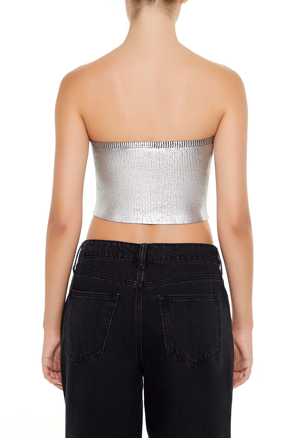 Cropped Metallic Tube Top - Image 6