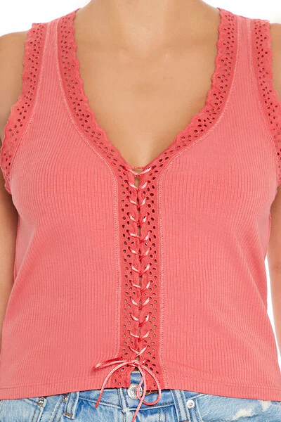 Ribbed Lace-Up Tank Top - Image 9