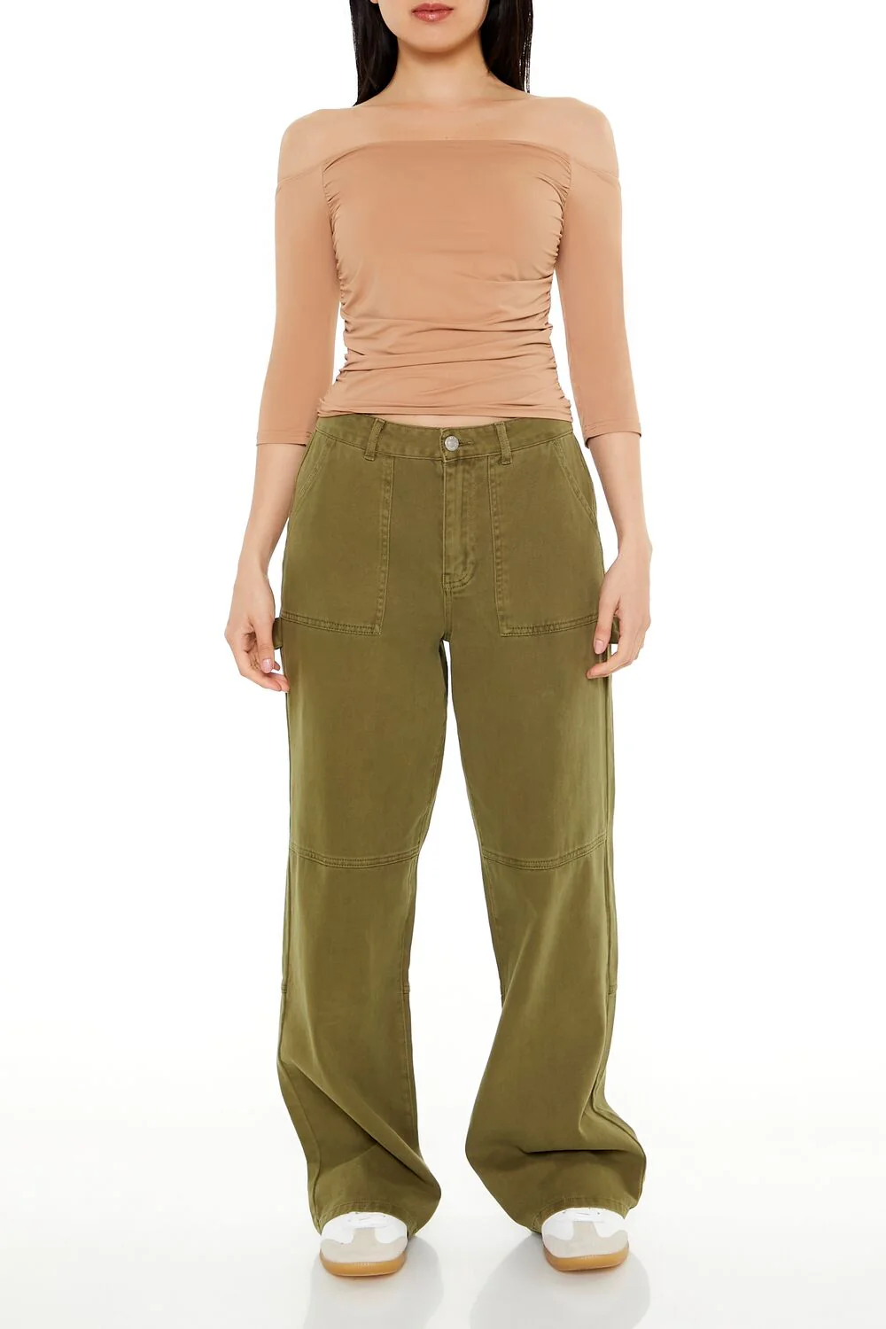 Ruched Off-the-Shoulder Crop Top - Image 2
