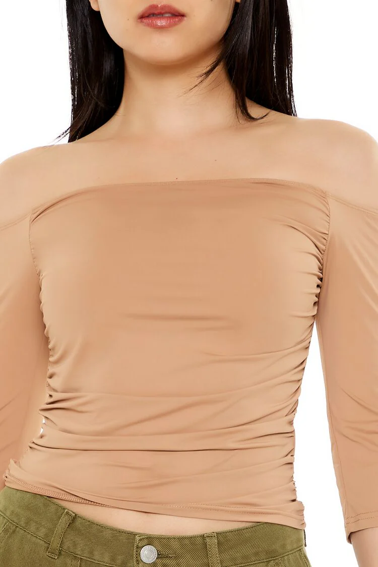 Ruched Off-the-Shoulder Crop Top - Image 3