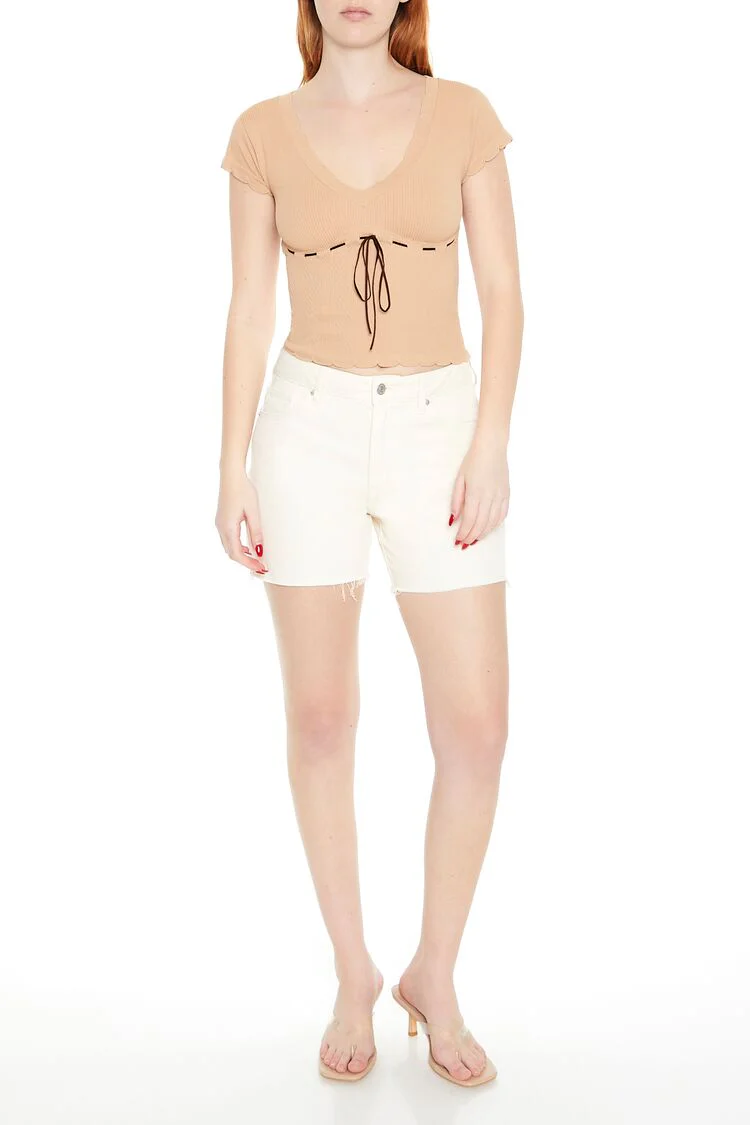Seamless Ribbon-Trim Cropped Tee - Image 2