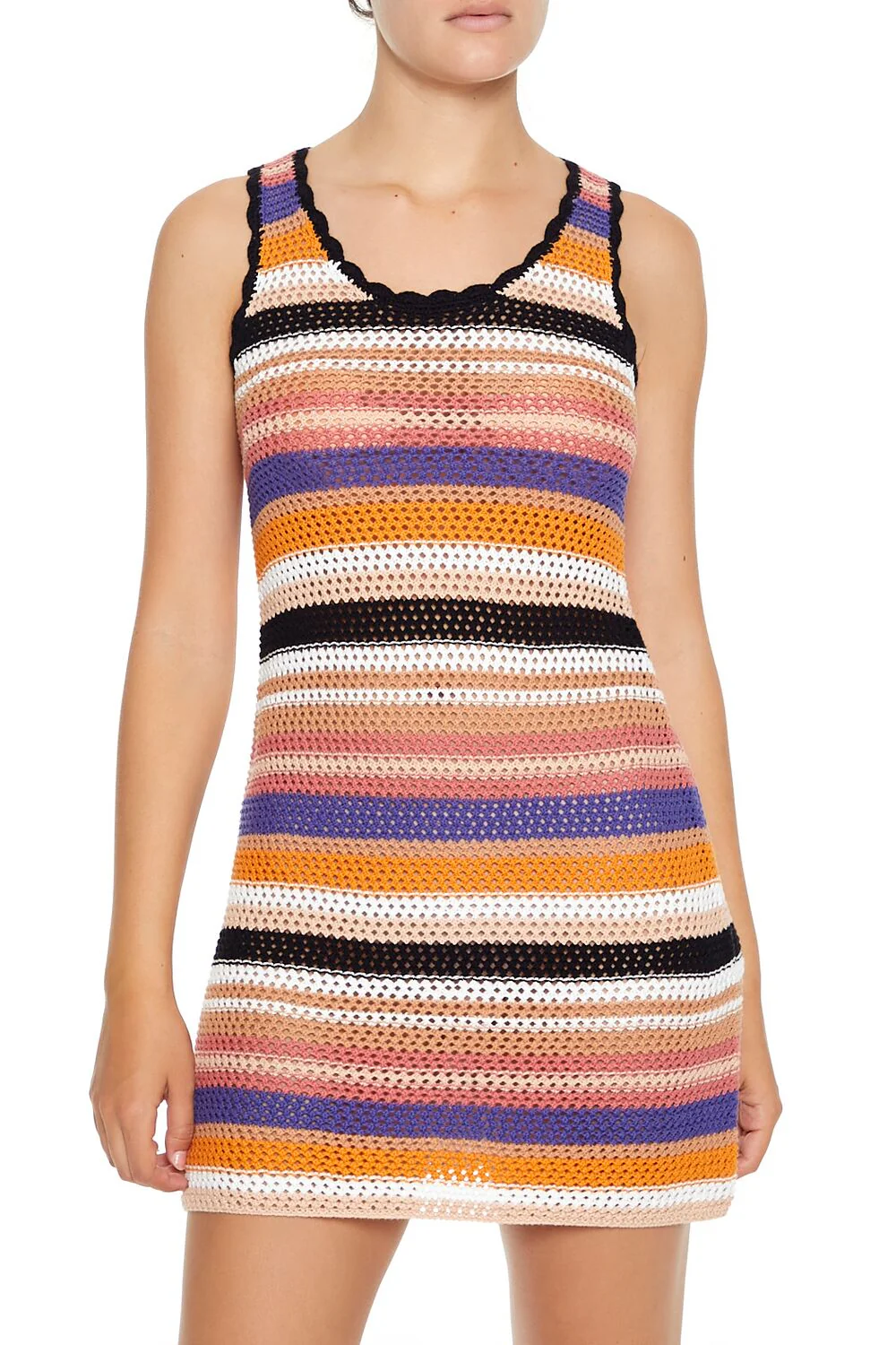 Striped Crochet Mini Tank Dress - Image 4