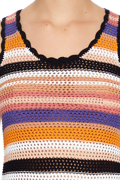 Striped Crochet Mini Tank Dress - Image 5