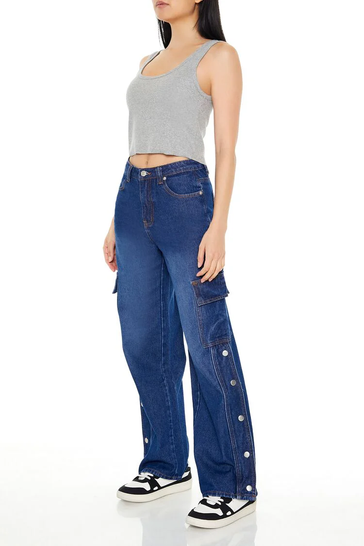 High-Rise Wide-Leg Cargo Jeans - Image 3