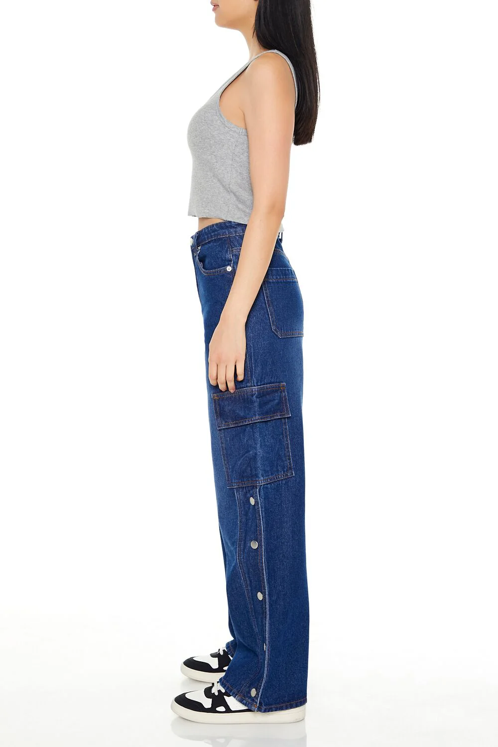 High-Rise Wide-Leg Cargo Jeans - Image 4
