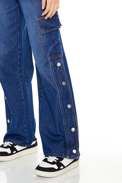 High-Rise Wide-Leg Cargo Jeans - Image 6