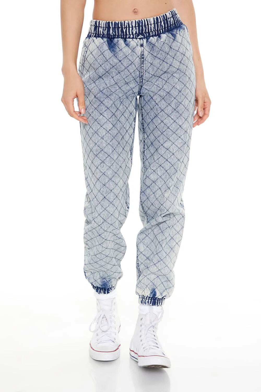 Quilted Mid-Rise Denim Joggers - Image 2