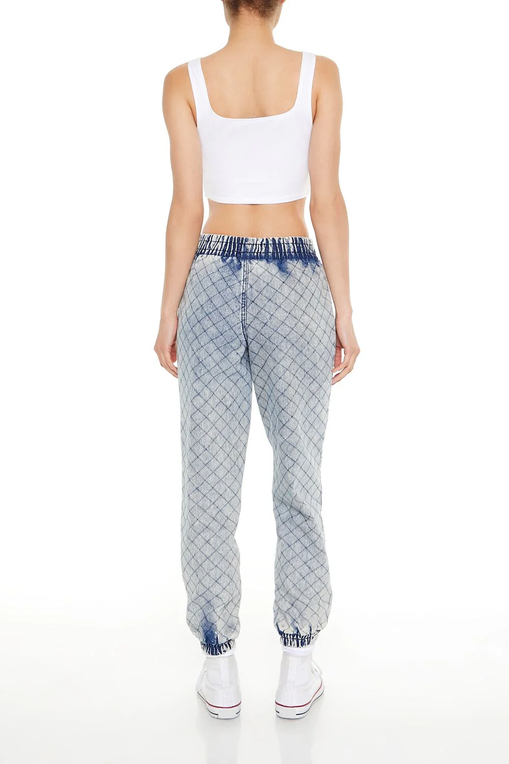 Quilted Mid-Rise Denim Joggers - Image 5