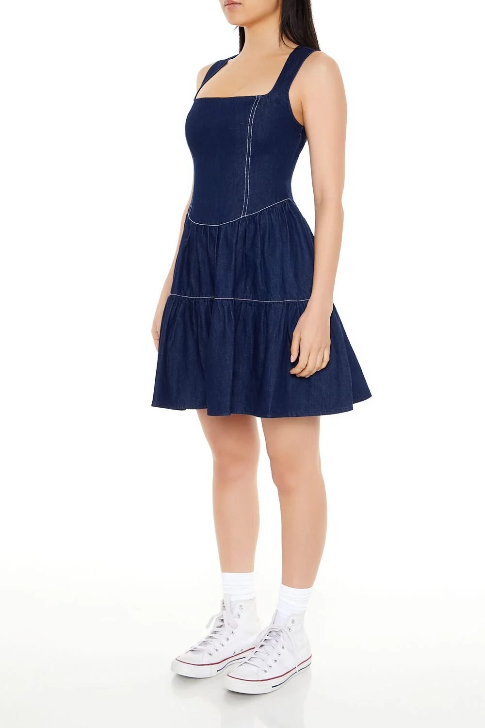 Chambray Fit & Flare Mini Dress - Image 3