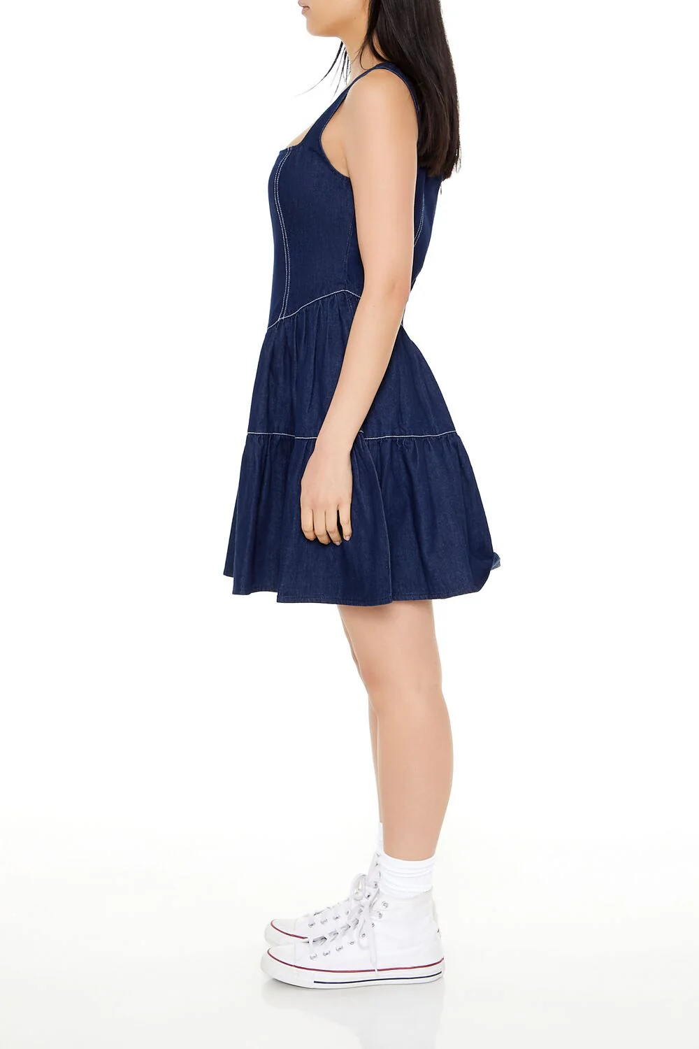 Chambray Fit & Flare Mini Dress - Image 4