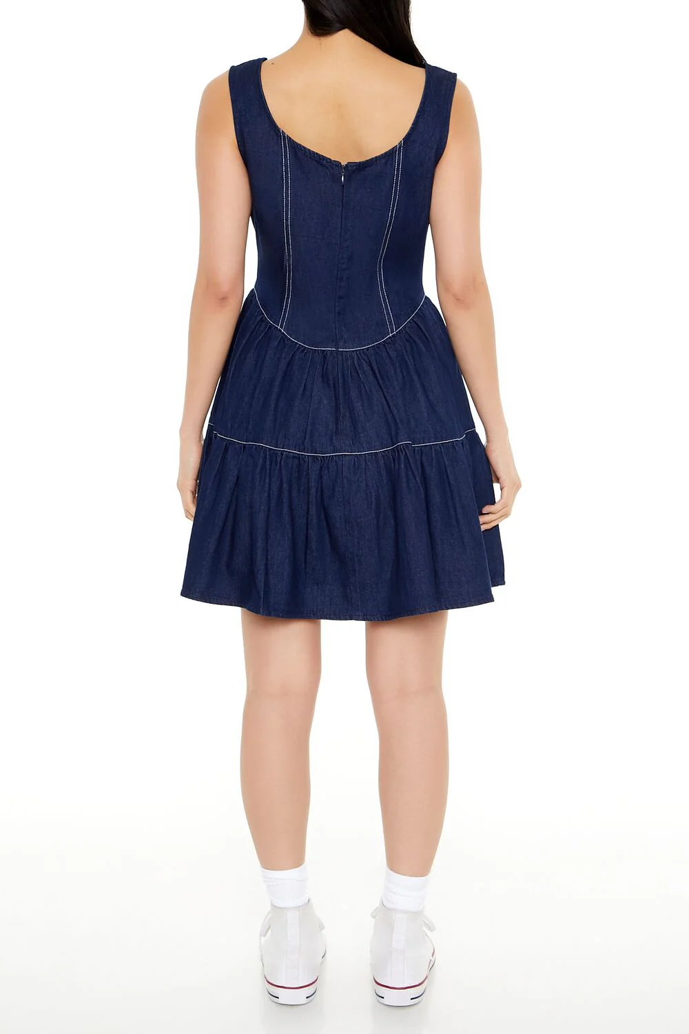 Chambray Fit & Flare Mini Dress - Image 5
