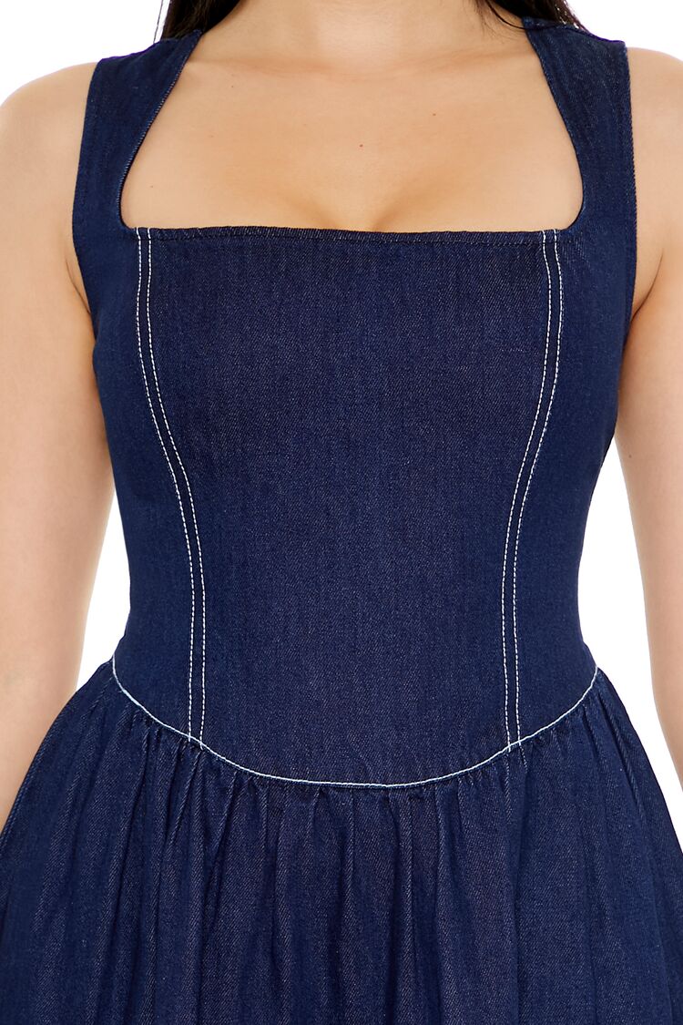 Chambray Fit & Flare Mini Dress - Image 6