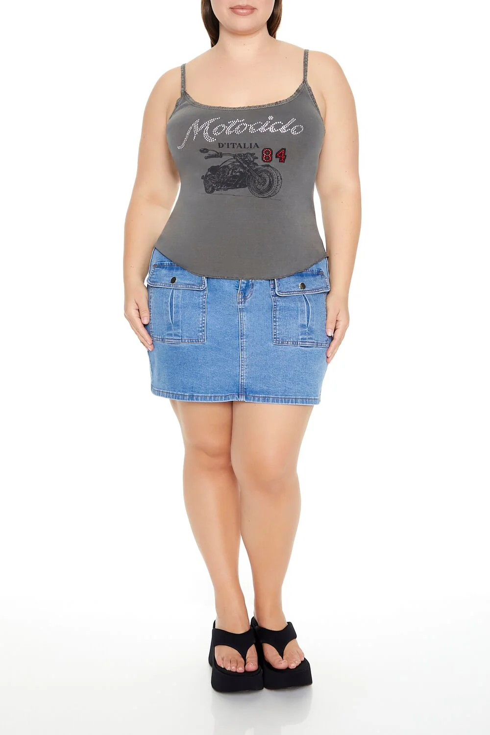 Plus Size Motociclo Rhinestone Cami - Image 2