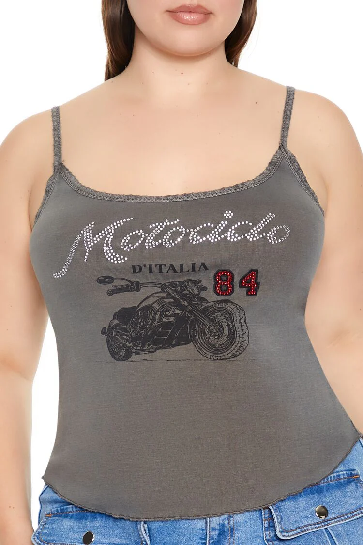 Plus Size Motociclo Rhinestone Cami - Image 3
