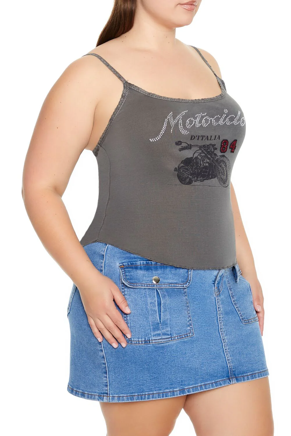 Plus Size Motociclo Rhinestone Cami - Image 4