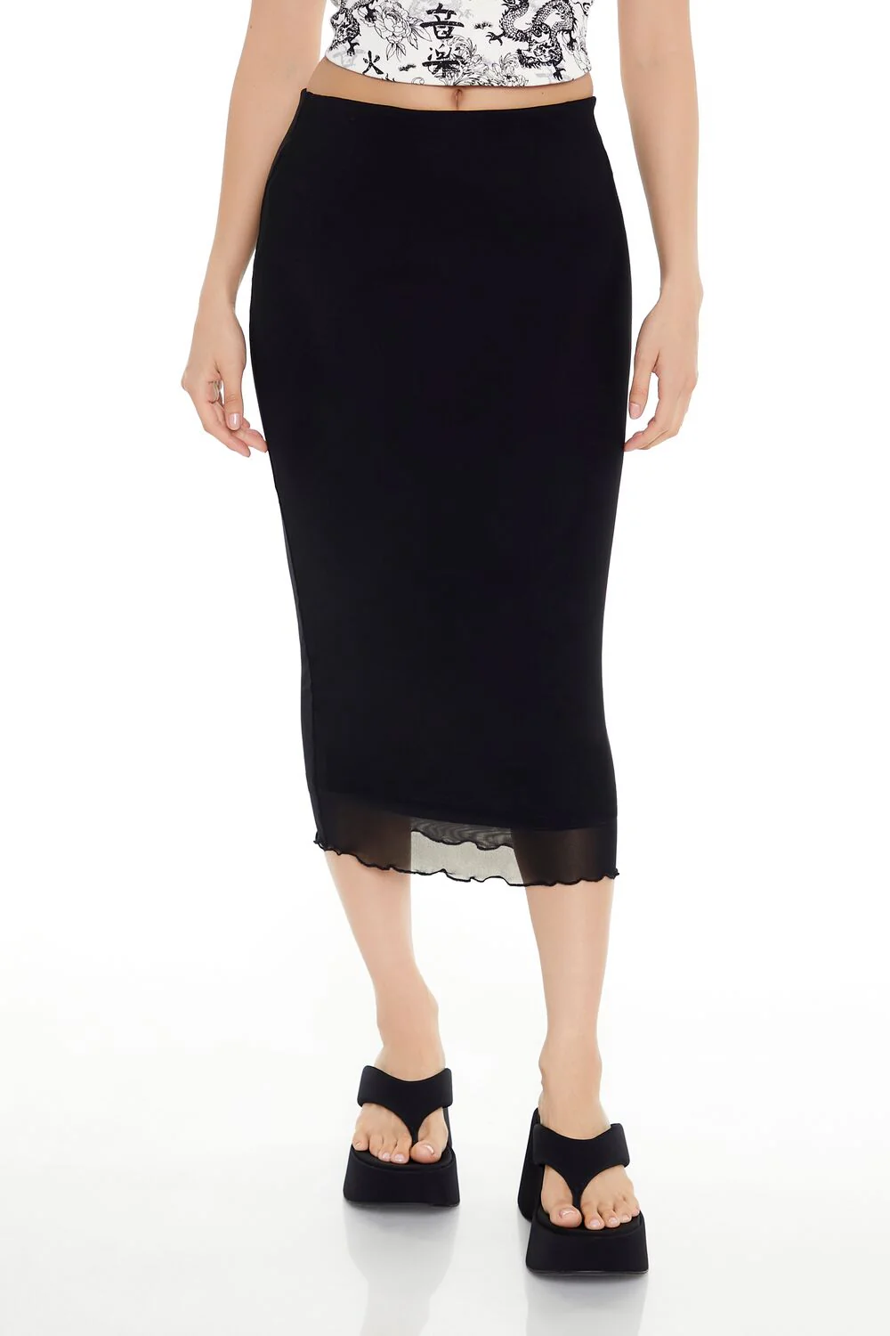 Mesh Knit Midi Skirt - Image 2