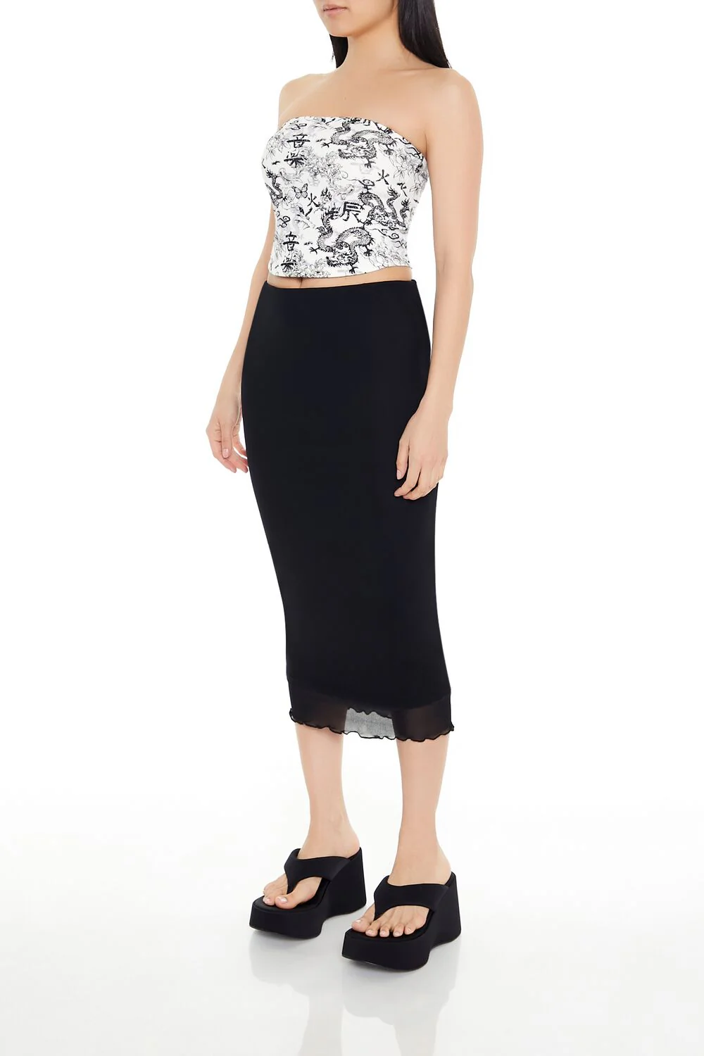 Mesh Knit Midi Skirt - Image 3